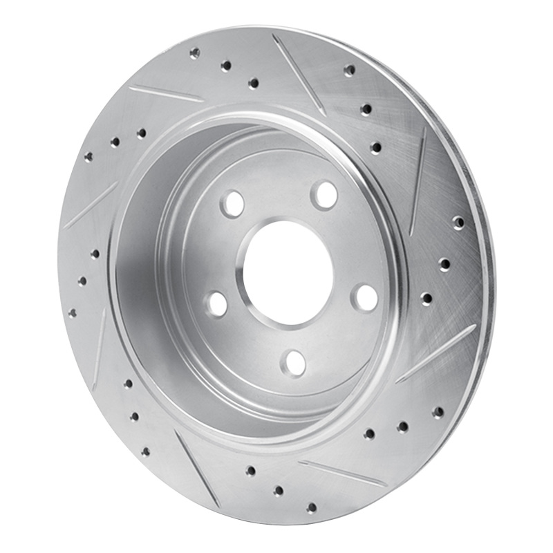 Dodge Durango Brake Rotor (1) - Rear Left - R1 Concepts - Drilled & Slotted - Silver - `11-`25
